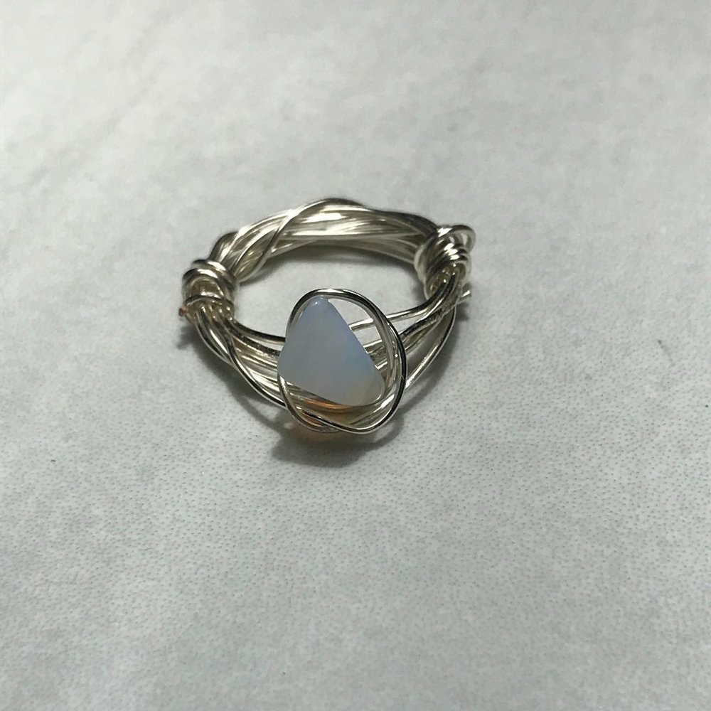 moonstone crystal wire ring